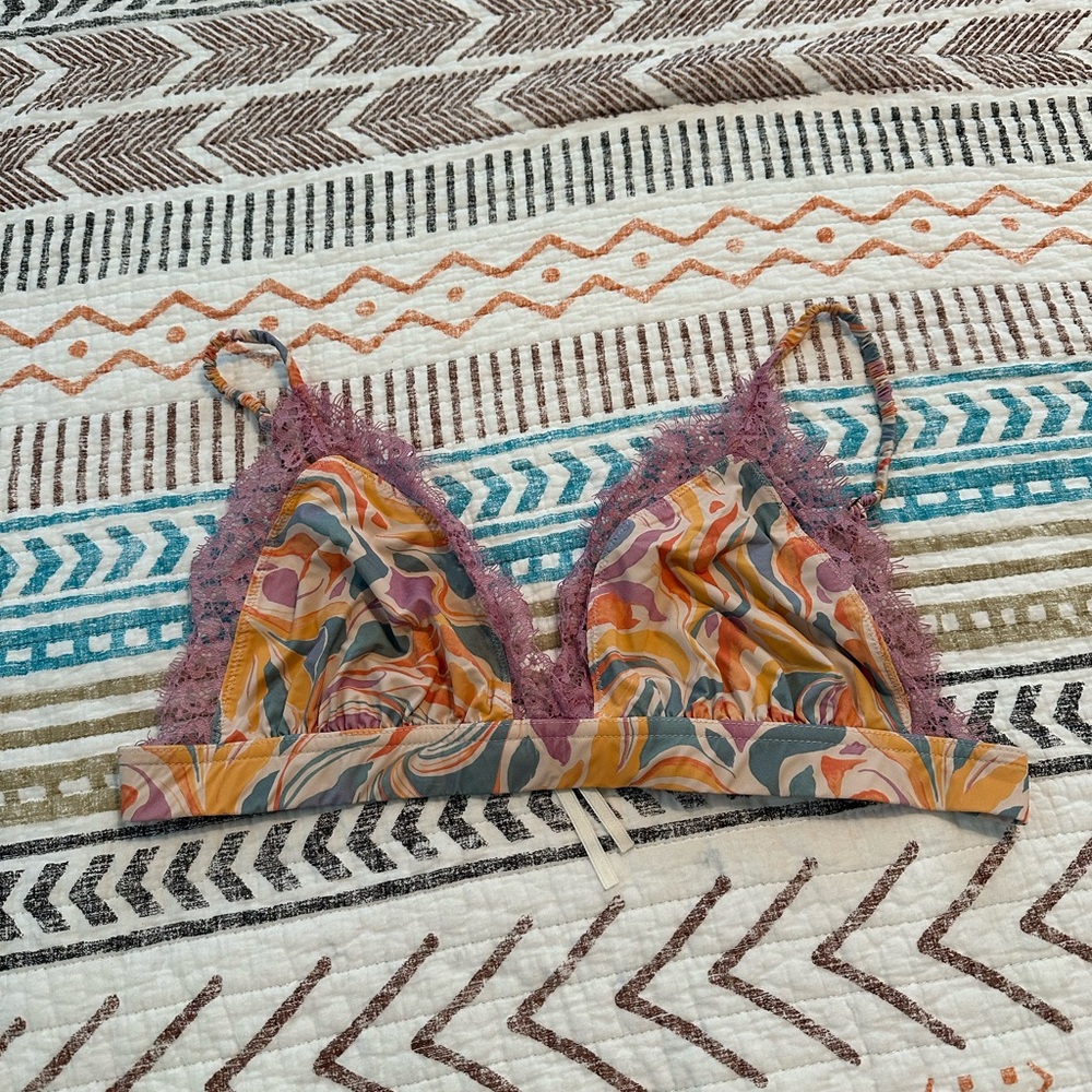 Anthropologie Multicolor Lace Trim Bralette